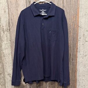 Tailor Vintage Men's Navy Long Sleeve Polo with Chest Pocket